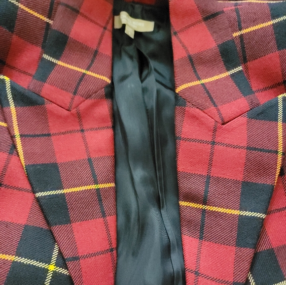 Michael Kors Collection Red tartan plaid blazer coat cape sz 8 nwot wool Italy - Picture 9 of 9